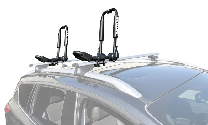 Foldaway J-folding kayak carrier Malone MPG132 on car