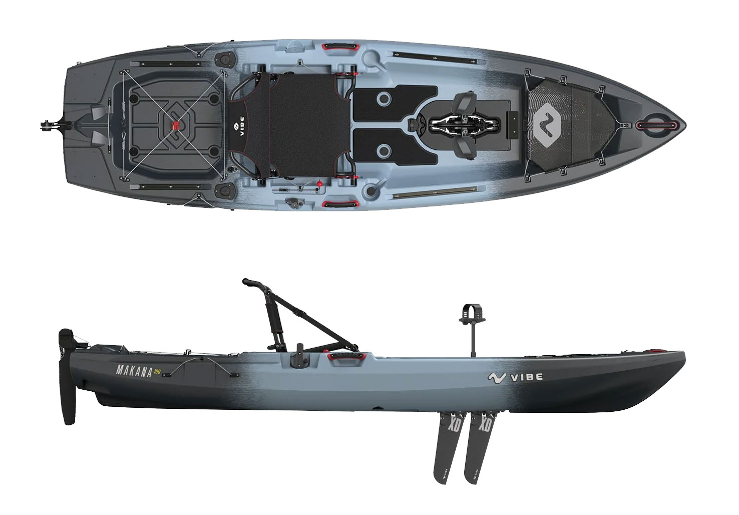 Pedal-driven fishing kayak Makana 100