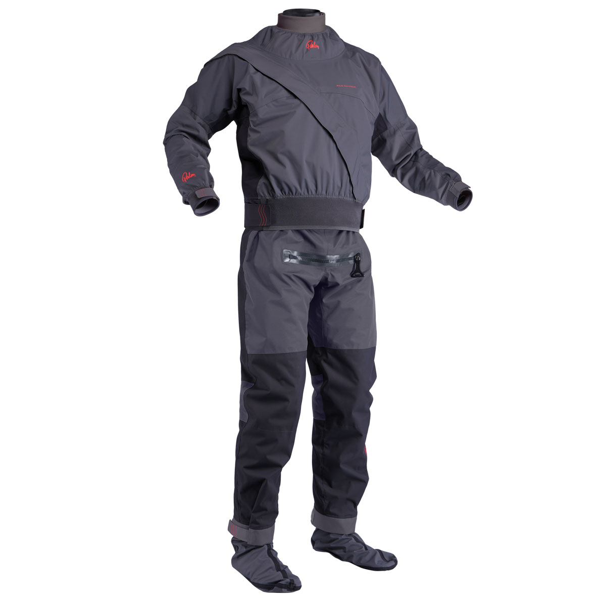 Palm-Cascade-drysuit-gray-front Cascade mens drysuit, grey, front