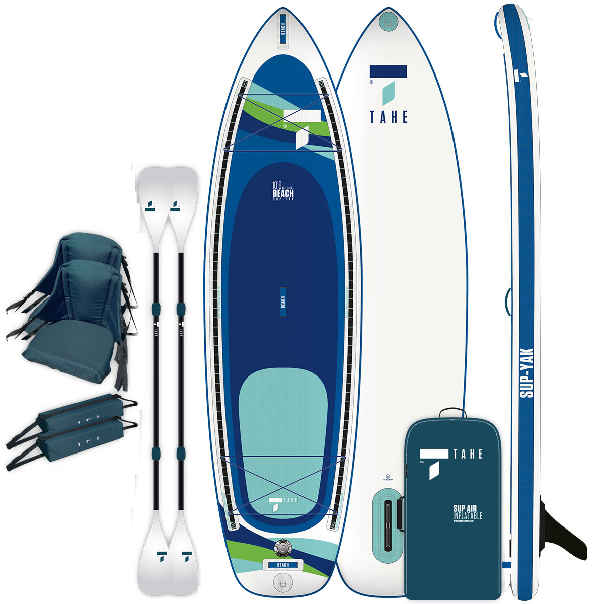 TAHE-SUP-YAK-BEACH-10-6-pack падъл борд Beаch SUP-YAK 11'6'' - комплект